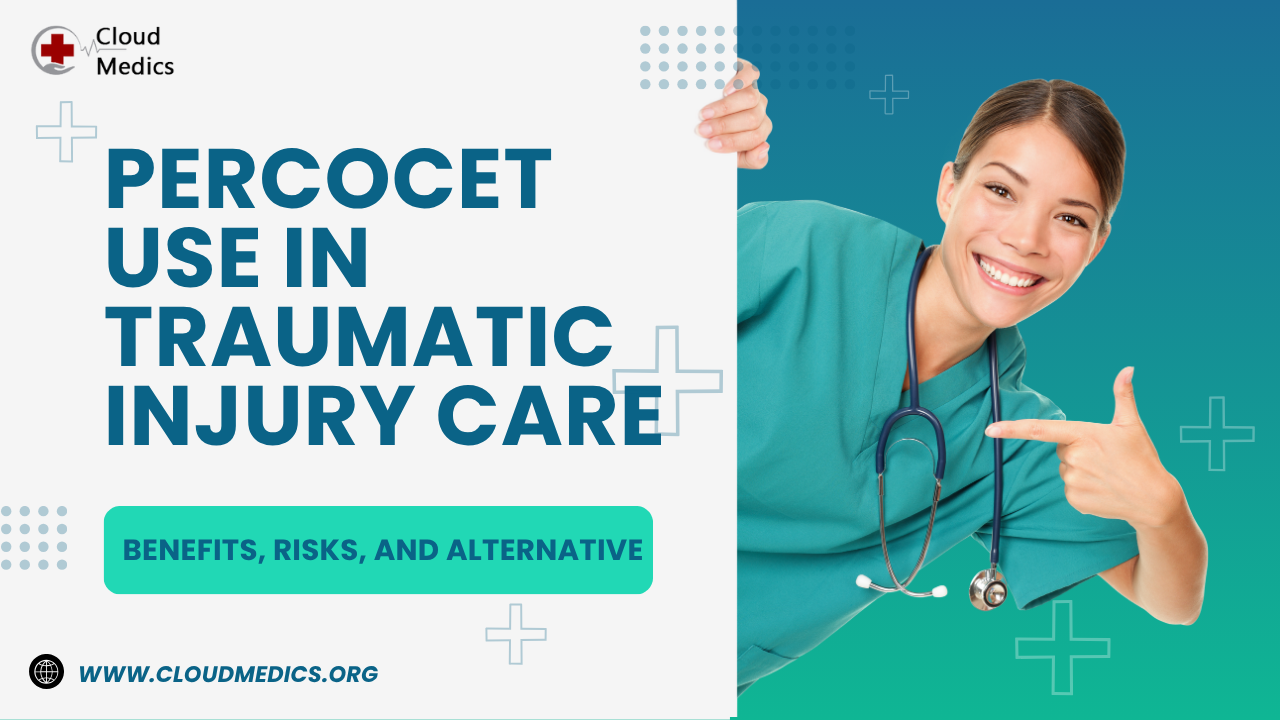 Green Blue and White Illustrative Medical Talk with Nurse Youtube Thumbnail - Cloud Medics Patient receiving Percocet for traumatic injuries pain relief